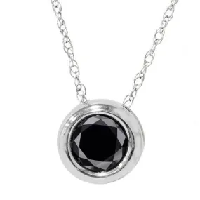 1 1/10ct Black Bezel Solitaire Pendant 14K White Gold