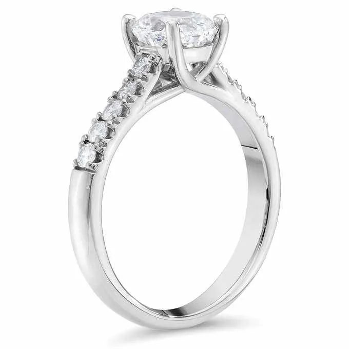 1 1/2 Ct Cushion Diamond Engagement Ring 14k White Gold Lab Grown