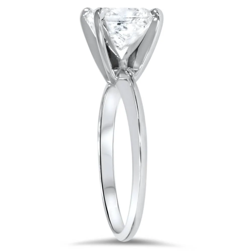 1 1/2 Ct Princess Cut Diamond Solitaire Engagement Ring 14k White Gold