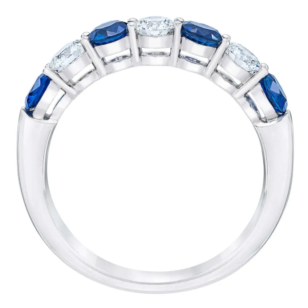 1 1/2Ct TW Round Diamond & Created Blue Sapphire Stackable Ring in 14k Gold