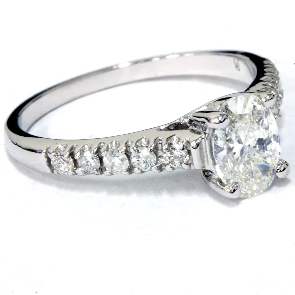 1 1/6ct Oval Diamond Engagement Ring 14K White Gold