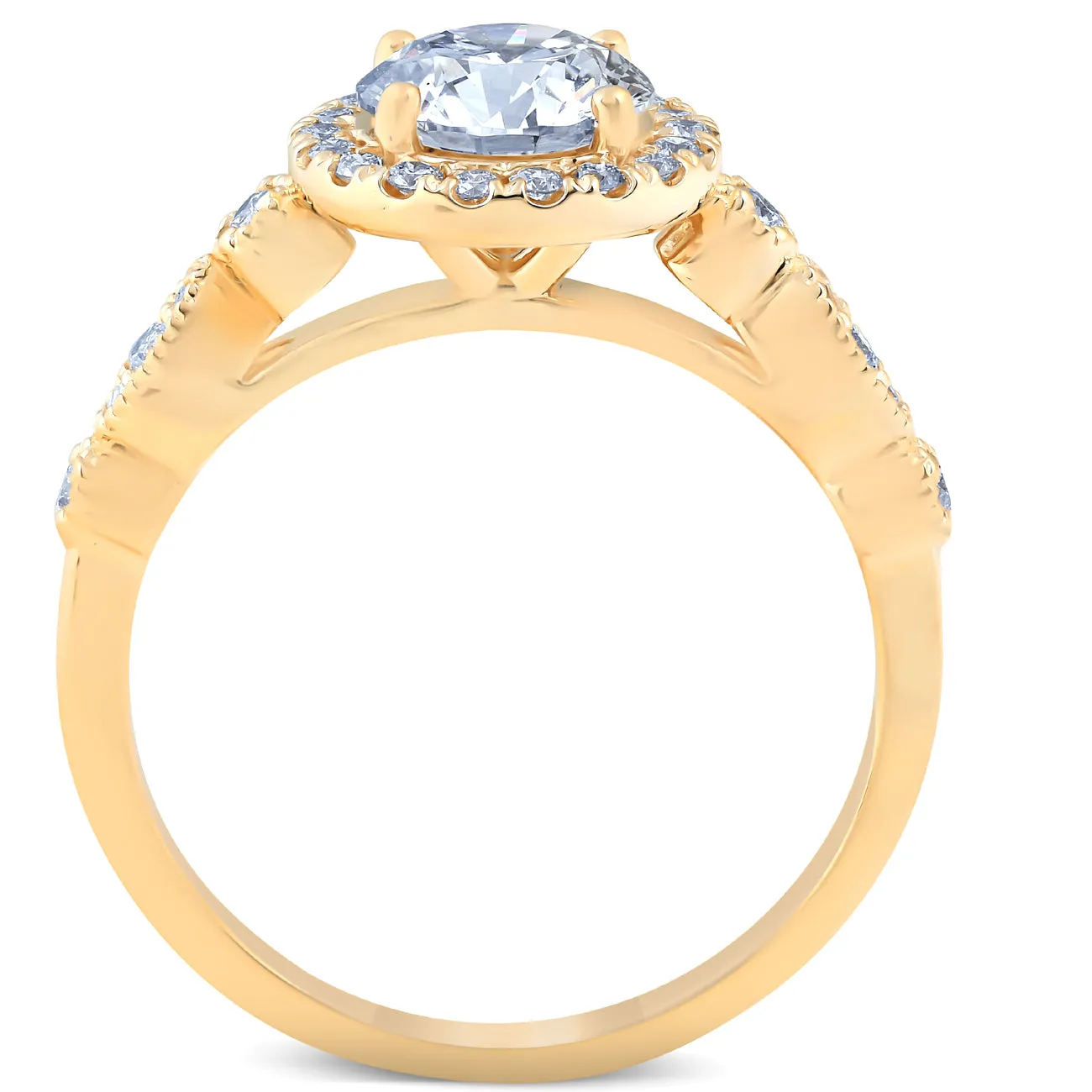 1 3/4 Ct Diamond Engagement Ring 14k Yellow Gold Halo Enhanced