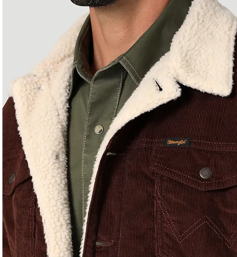 112335724 - Wrangler Men's Sherpa Lined Corduroy Jacket - Potting Soil