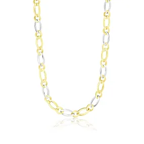 14k Two Tone Gold Long and Short Link Figaro Chain Necklacerx74867-18-rx74867-18