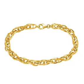 14k Yellow Gold Euro Link Womens Bracelet, 7.5