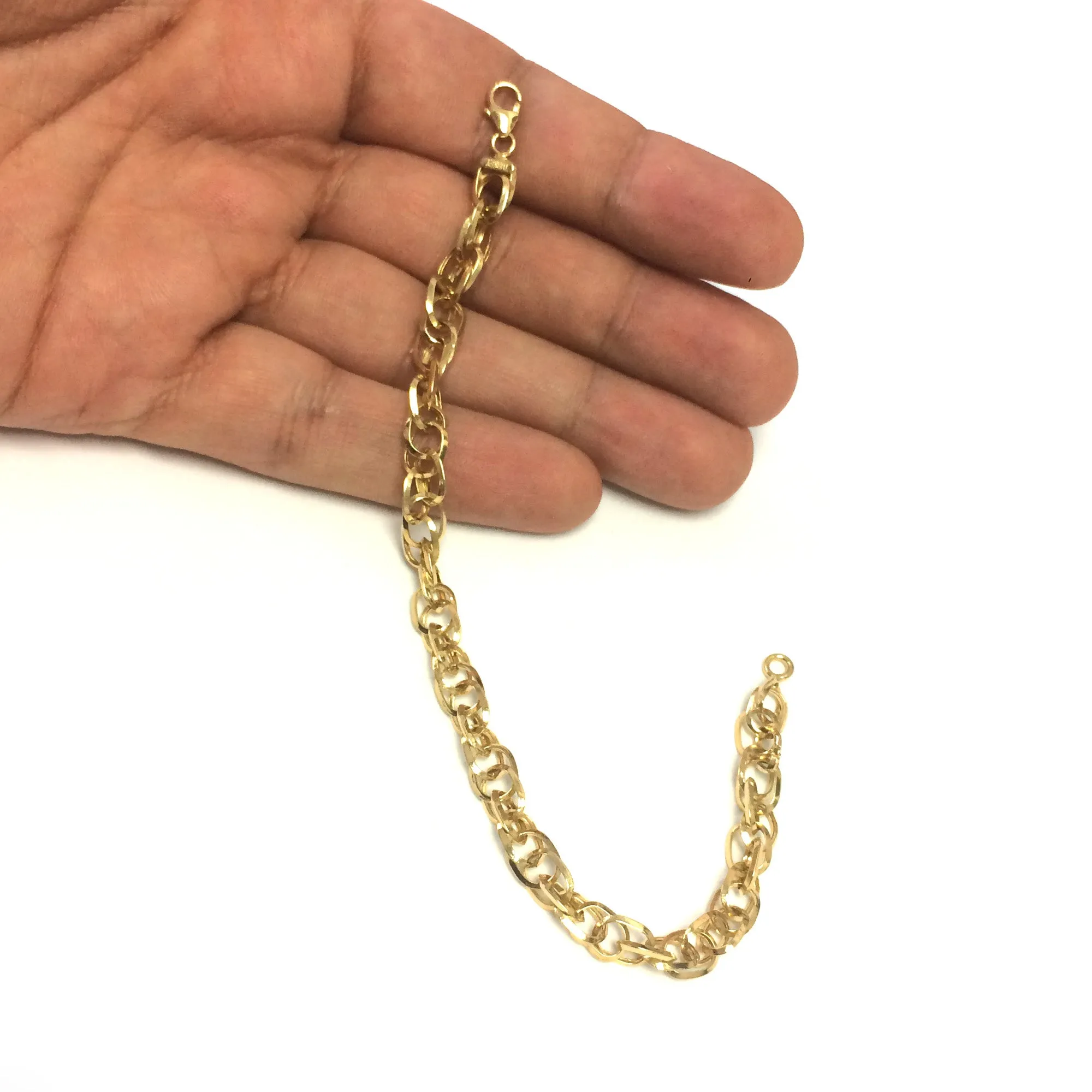 14k Yellow Gold Euro Link Womens Bracelet, 7.5