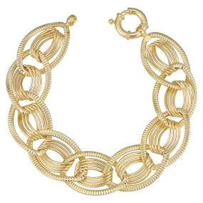 14k Yellow Gold Fancy Oval Link Womens Bracelet, 7.75