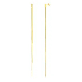 14k Yellow Gold Long Chain Post Earrings-rx74874