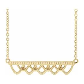 14K Yellow Gold Vintage Inspired Bar Necklace, 18 Inch