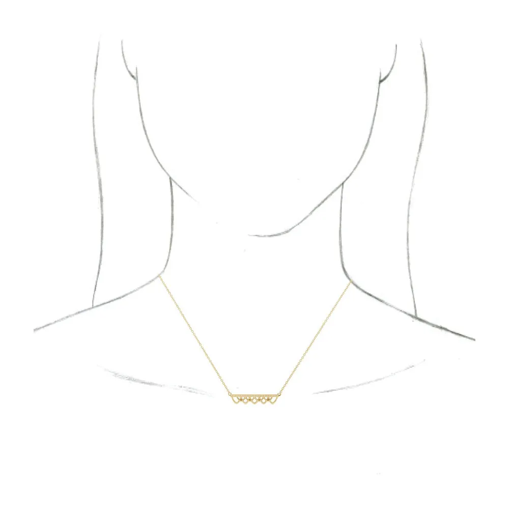 14K Yellow Gold Vintage Inspired Bar Necklace, 18 Inch