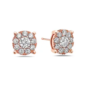 18K Rose Gold Ladies Earrings With 1.47 CT Diamonds