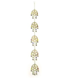 5 Pentagrams Long Brass Wind Chime w/ Bells