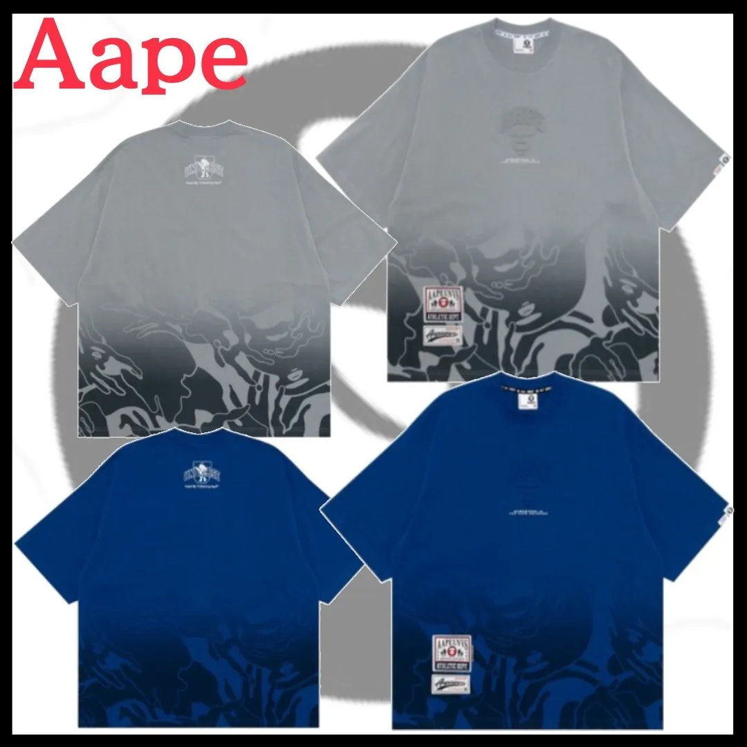 A BATHING APE  |Crew Neck Street Style Plain Cotton Short Sleeves Logo