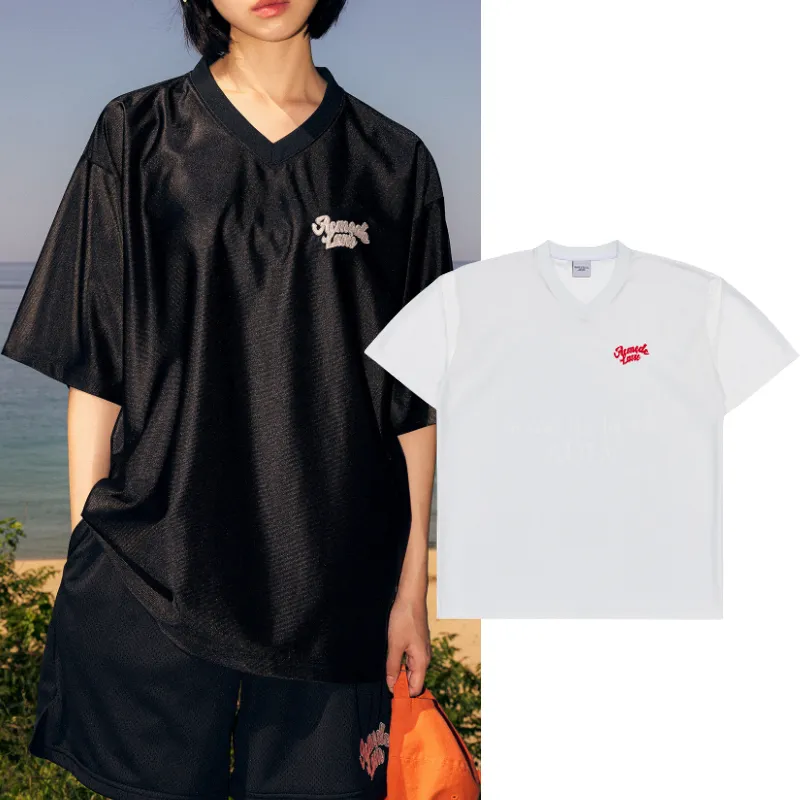 acme de la vie  |Unisex Street Style V-Neck Plain Short Sleeves Oversized