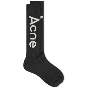 Acne Studios Long Rib Logo SockBlack & Ivory