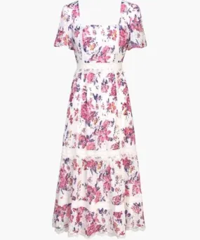 Adelyn Rae Freija Lace Inset Printed Midi Dress