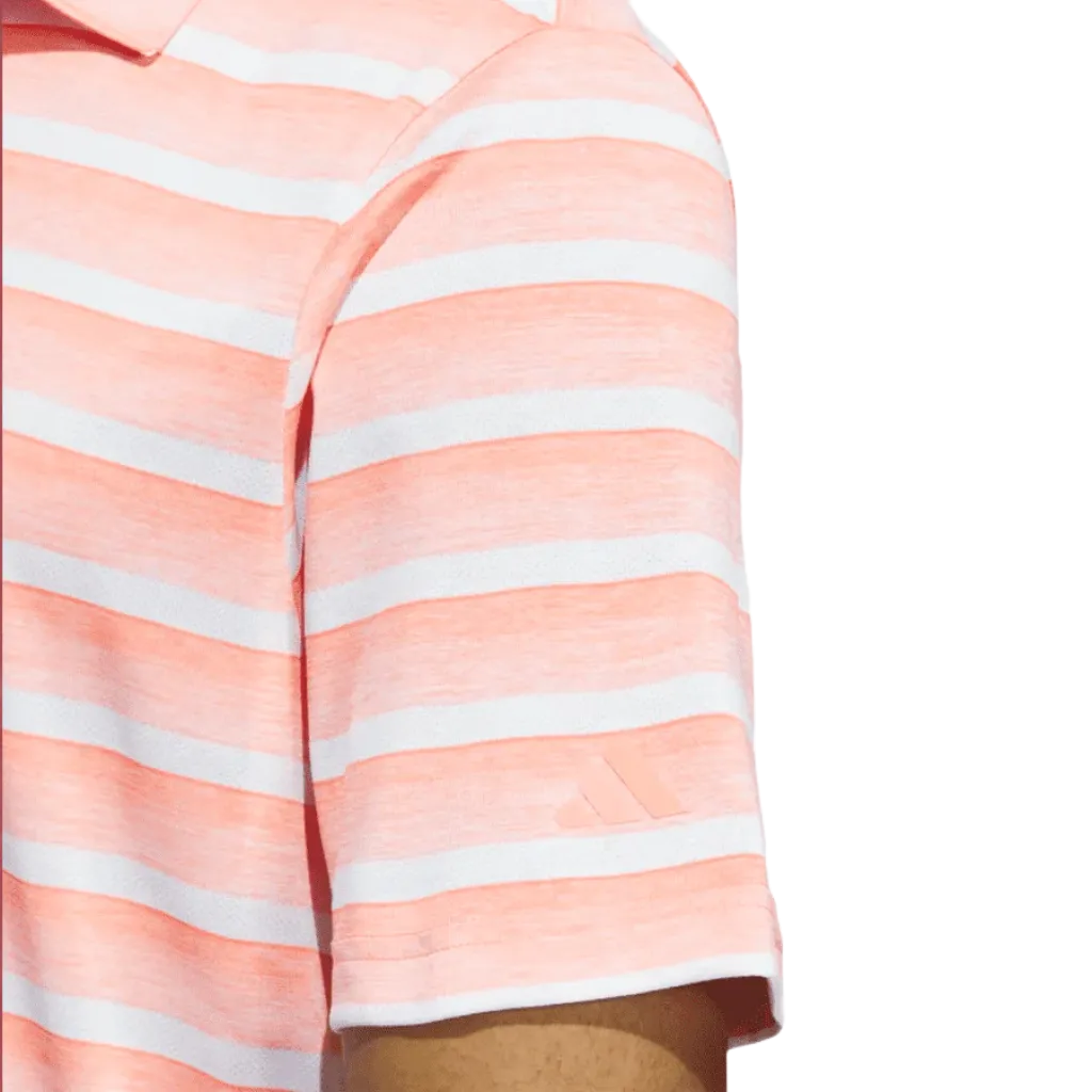 Adidas Two-Color Striped Polo Shirt - Peach