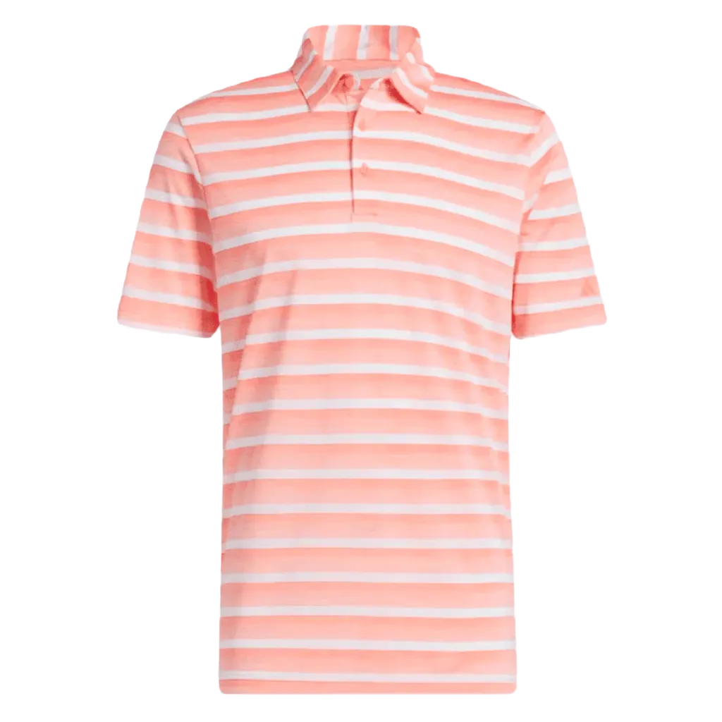 Adidas Two-Color Striped Polo Shirt - Peach