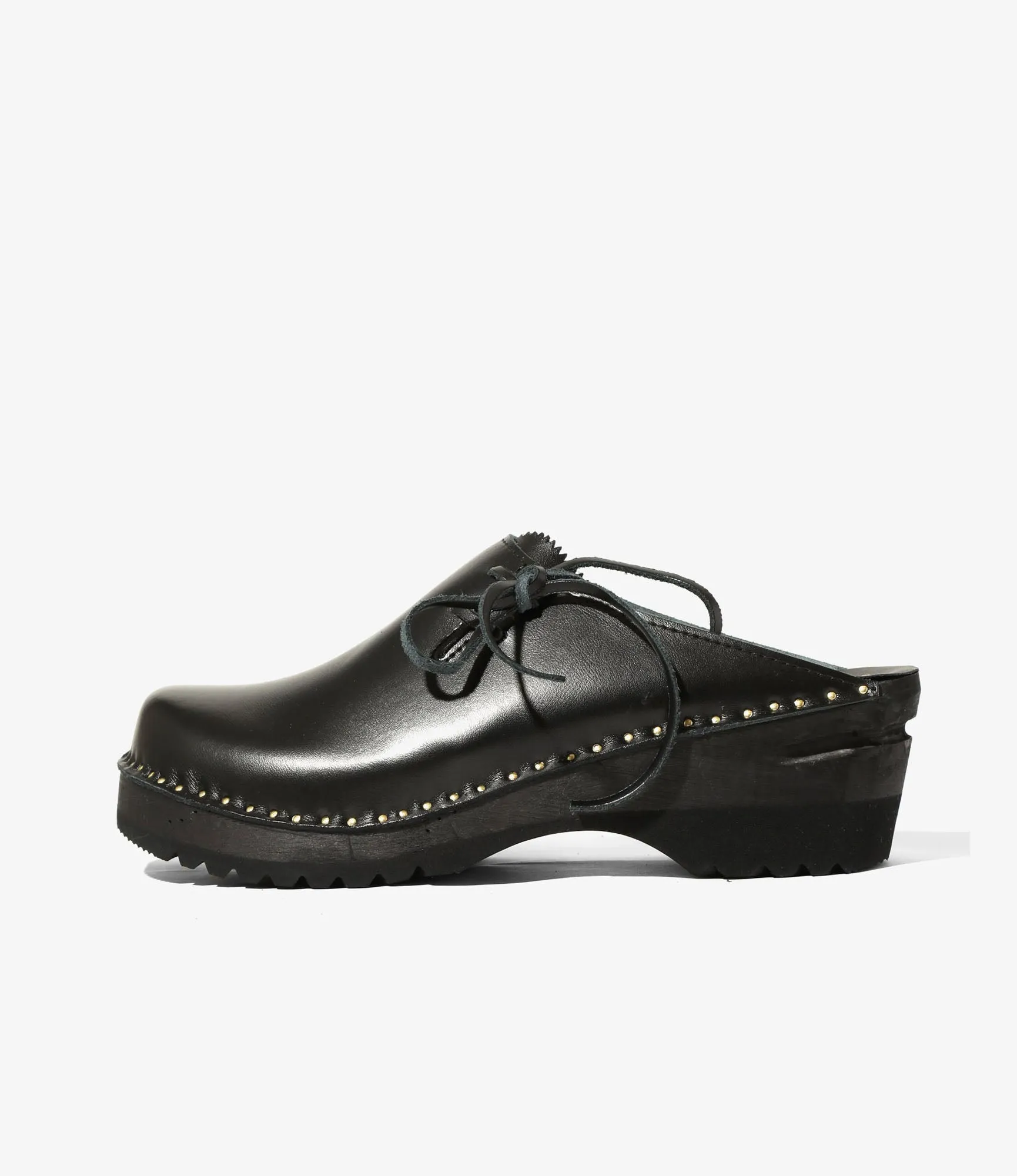 Alps Side Lace Clog –Black Leather