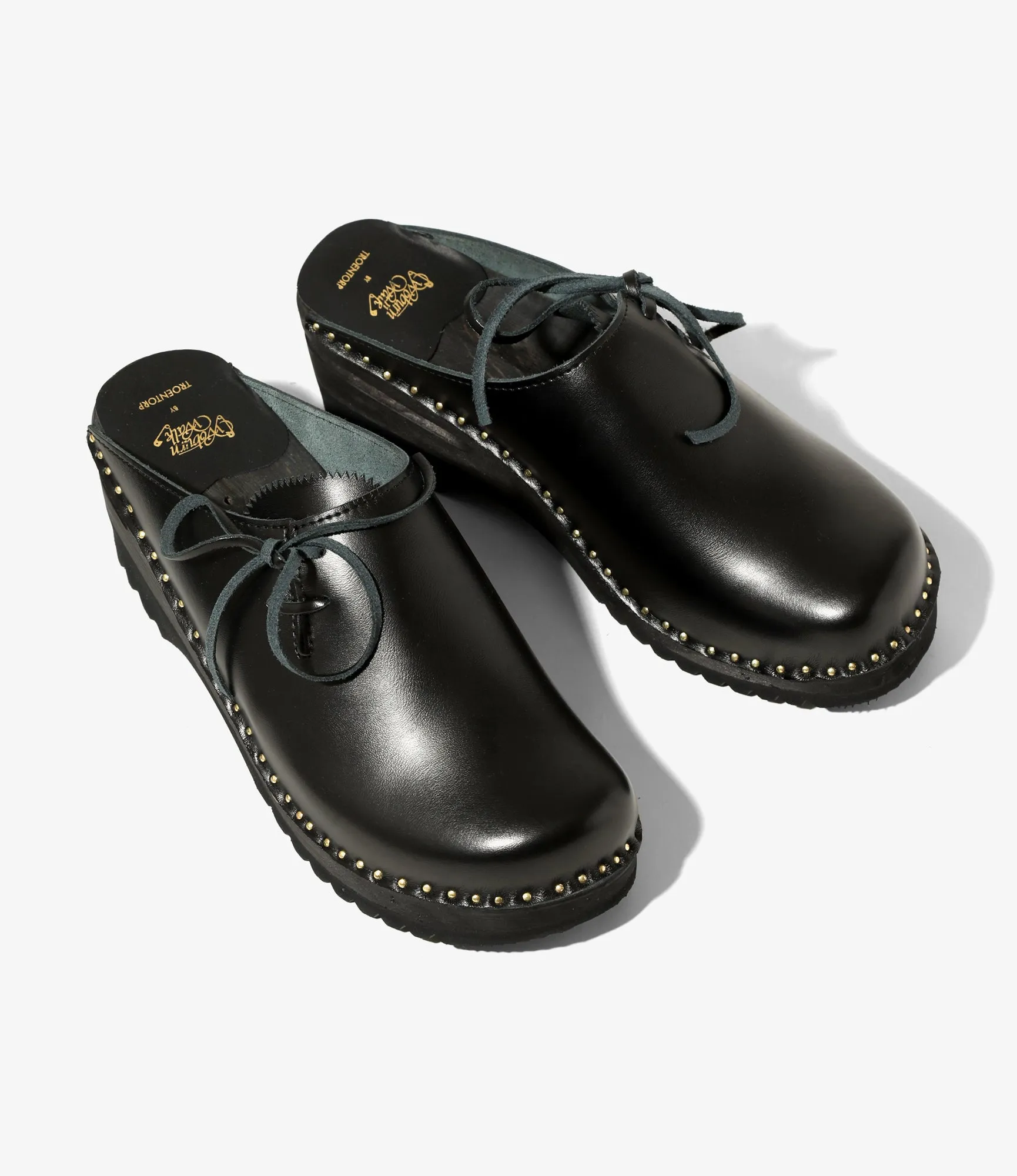 Alps Side Lace Clog –Black Leather