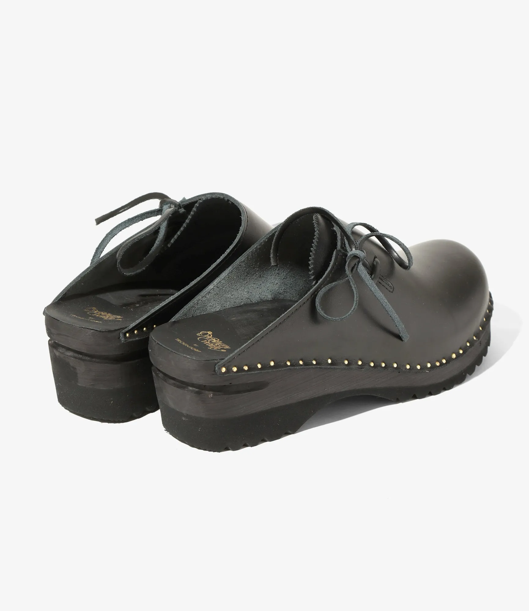 Alps Side Lace Clog –Black Leather