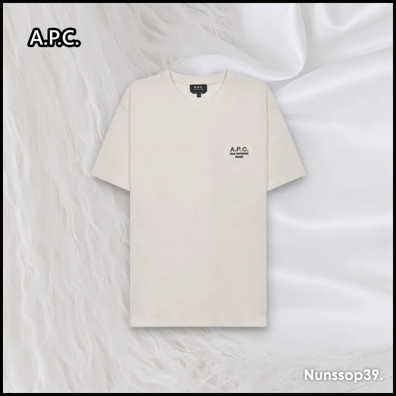 A.P.C.  |Crew Neck Unisex Street Style Plain Cotton Short Sleeves