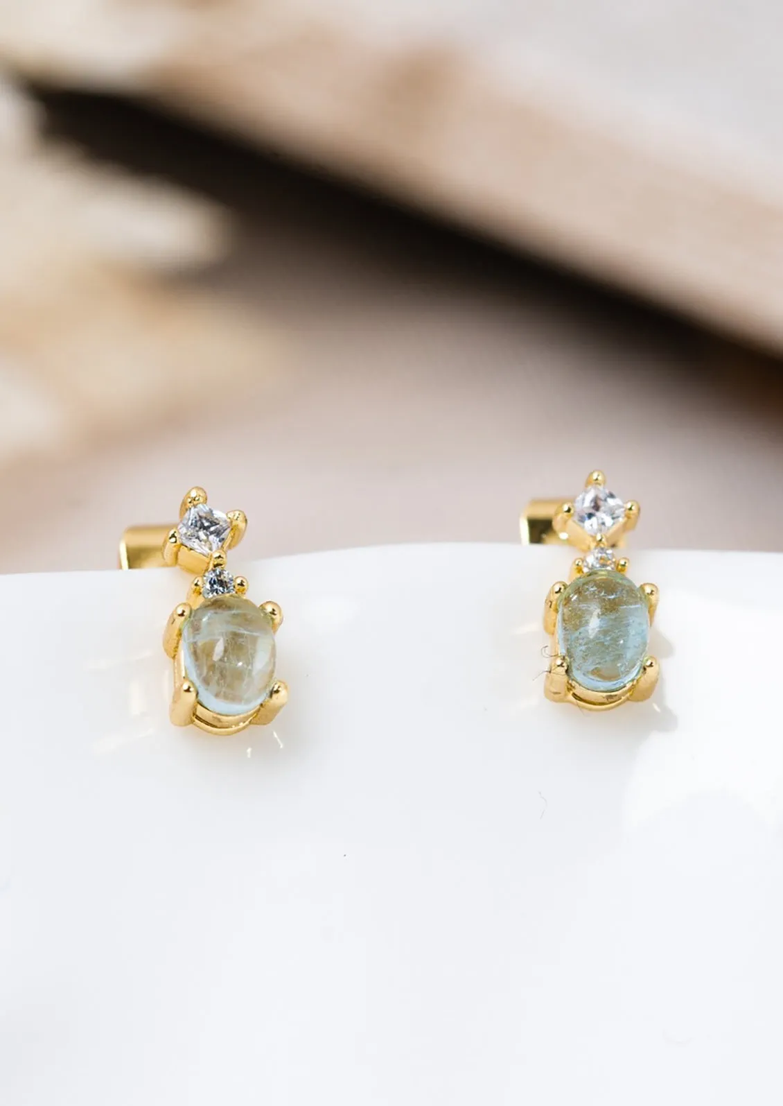 Aquamarine & Crystal Stud Earrings