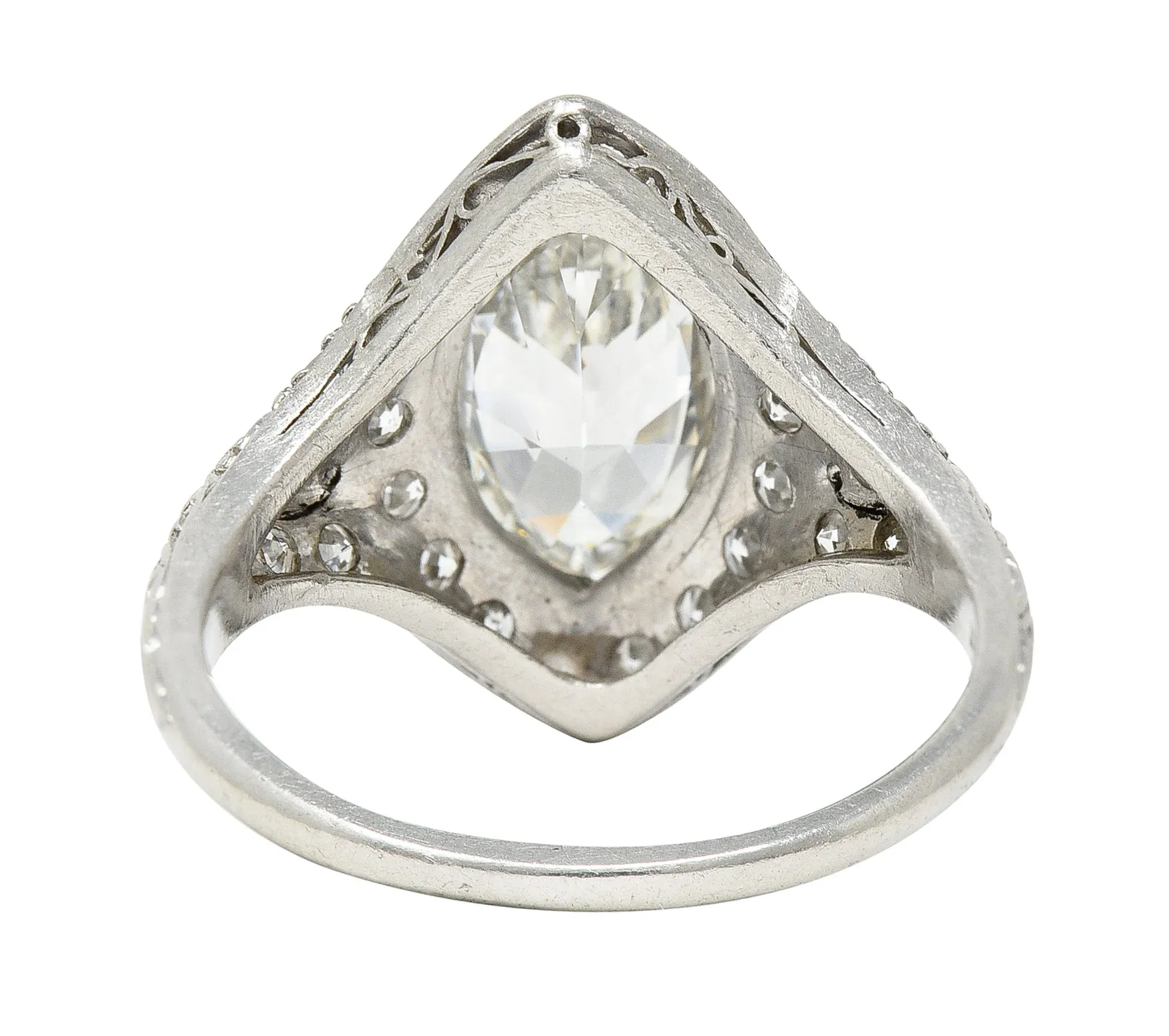 Art Deco 1.73 CTW Oval Diamond Platinum Cluster Alternative Vintage Engagement Ring GIA