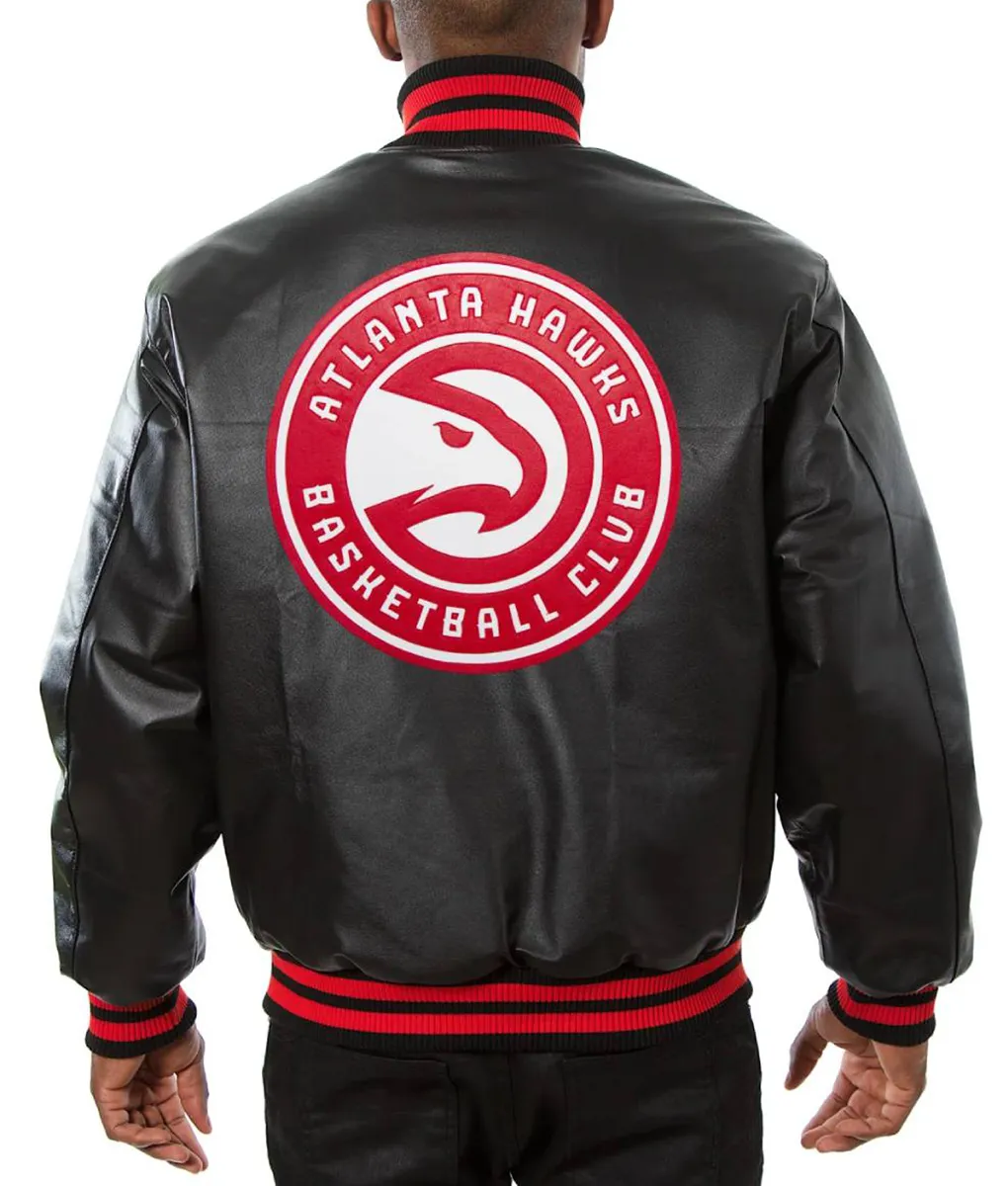 Atlanta Black Leather Bomber Jacket | Atlanta Hawks Jacket