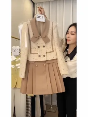 Autumn 2023 new temperament socialite small fragrance suit women's high-end small dress age-reducing coat and skirt two-piece se