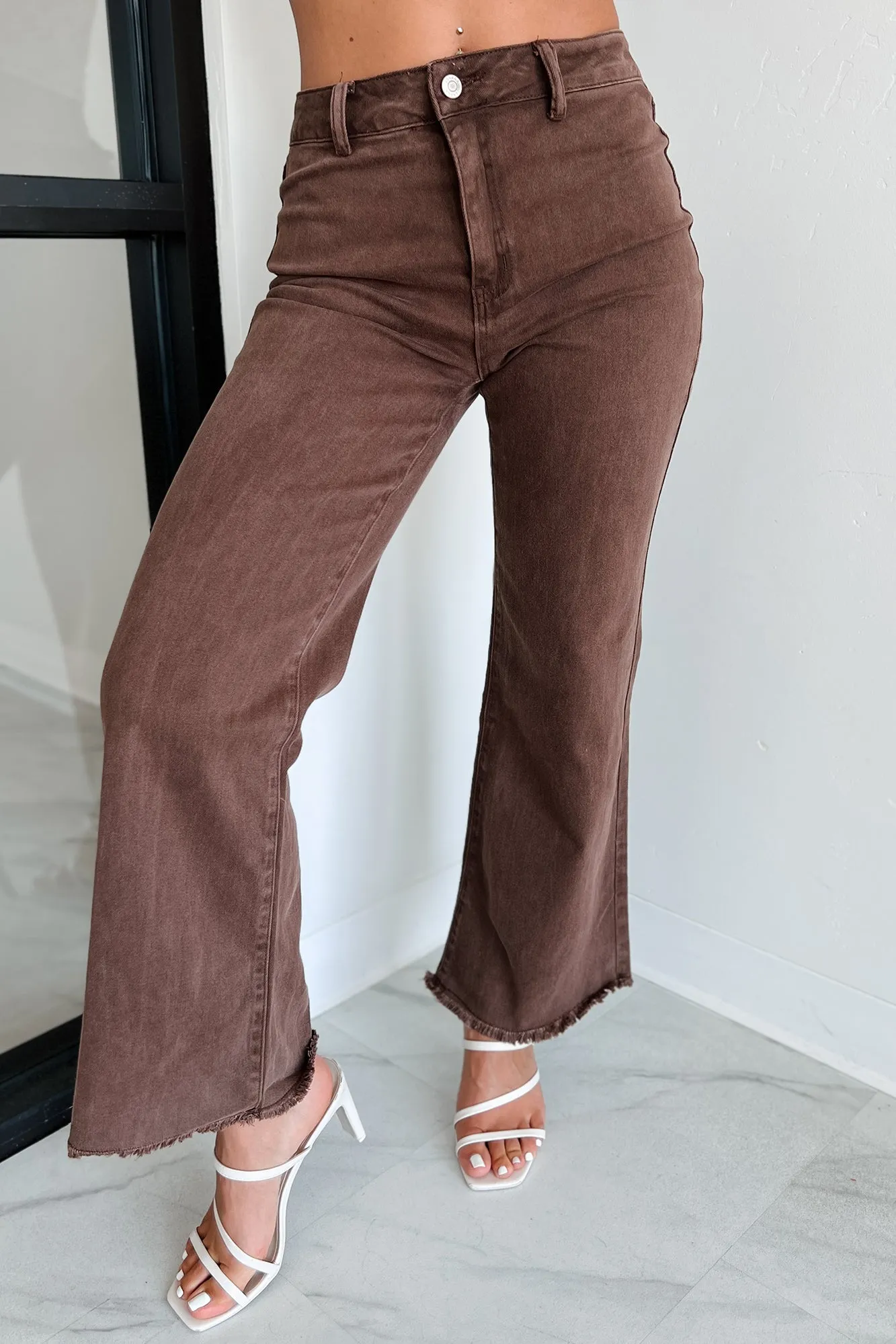 Azriel High Rise Straight Leg Zenana Jeans (Mahogany)