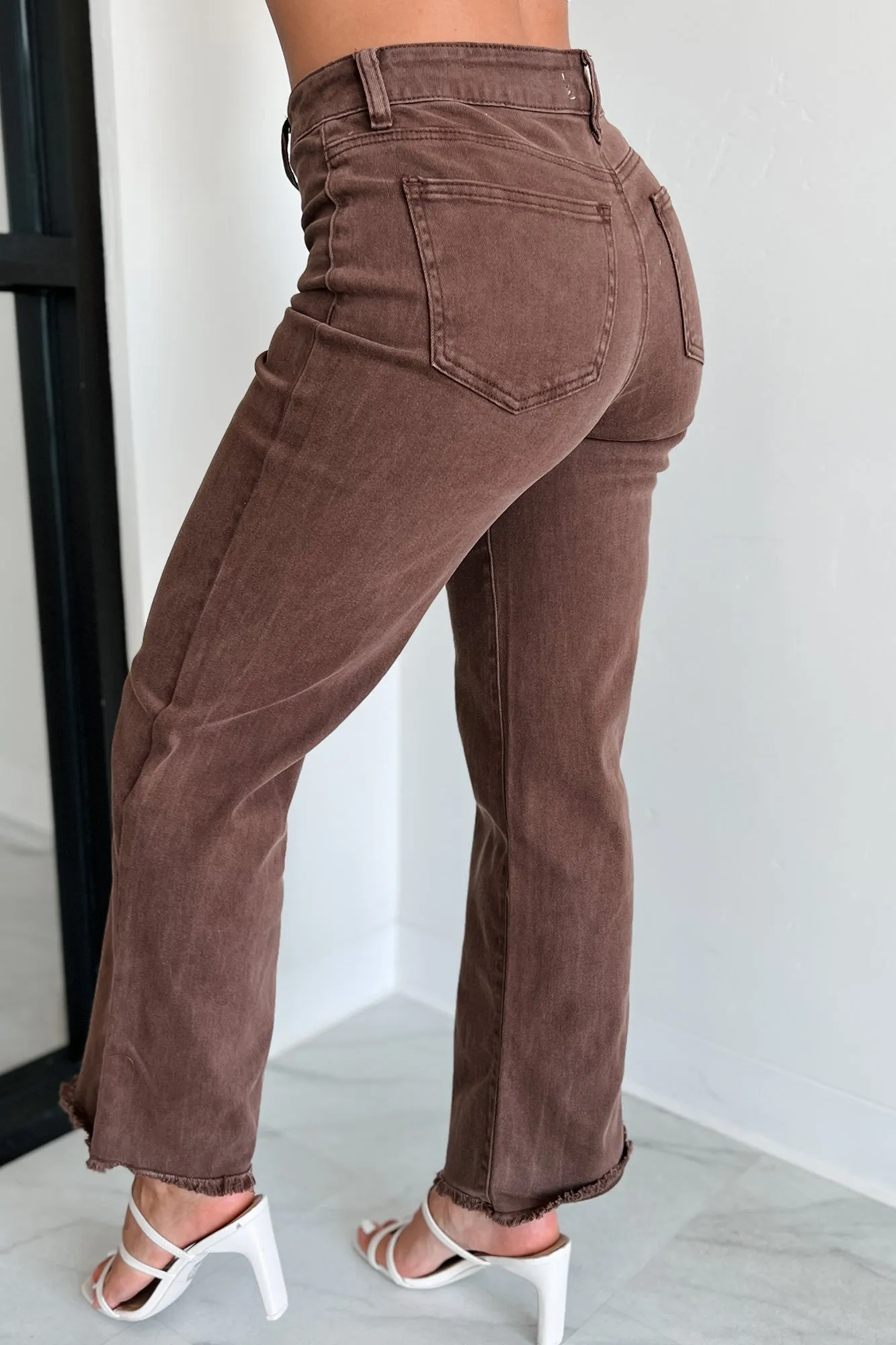 Azriel High Rise Straight Leg Zenana Jeans (Mahogany)