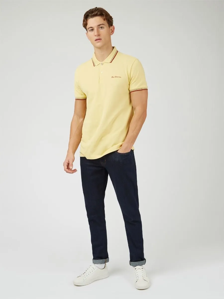 Ben Sherman Casual Short Sleeve Polo Shirt Lemon