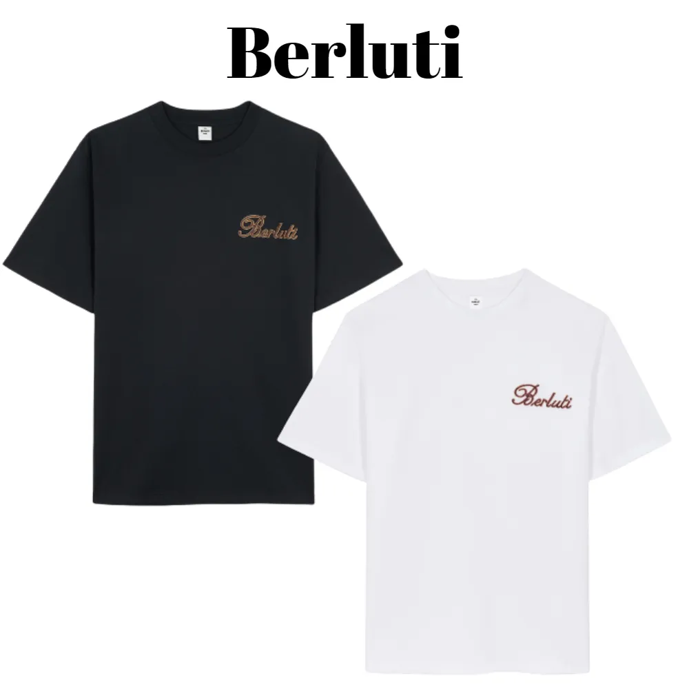 Berluti  |Crew Neck Street Style Cotton Short Sleeves Luxury