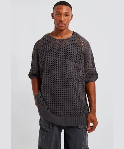 boohoo Mens Open Stitch Oversized T-Shirt With Pocket