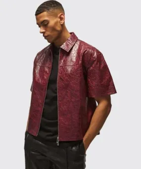 boohoo Mens Oversized Boxy Snake Pu Boxy Shirt