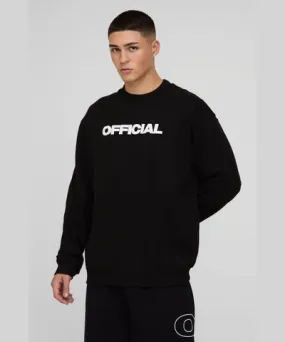 boohoo Mens Oversized Official Tokyo Graphic Puff Print Sweatshirt