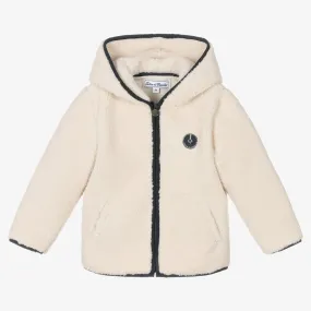 Boys Beige Fleece Zip-up Top