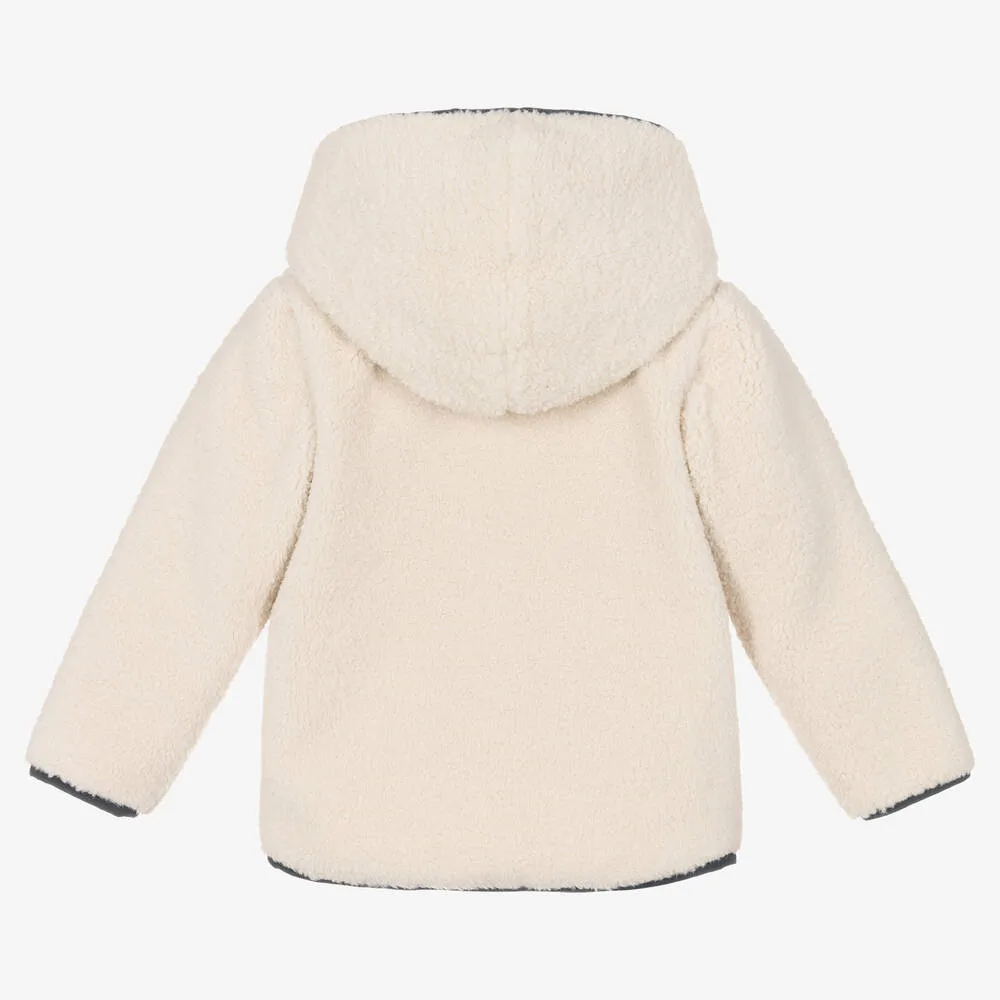 Boys Beige Fleece Zip-up Top