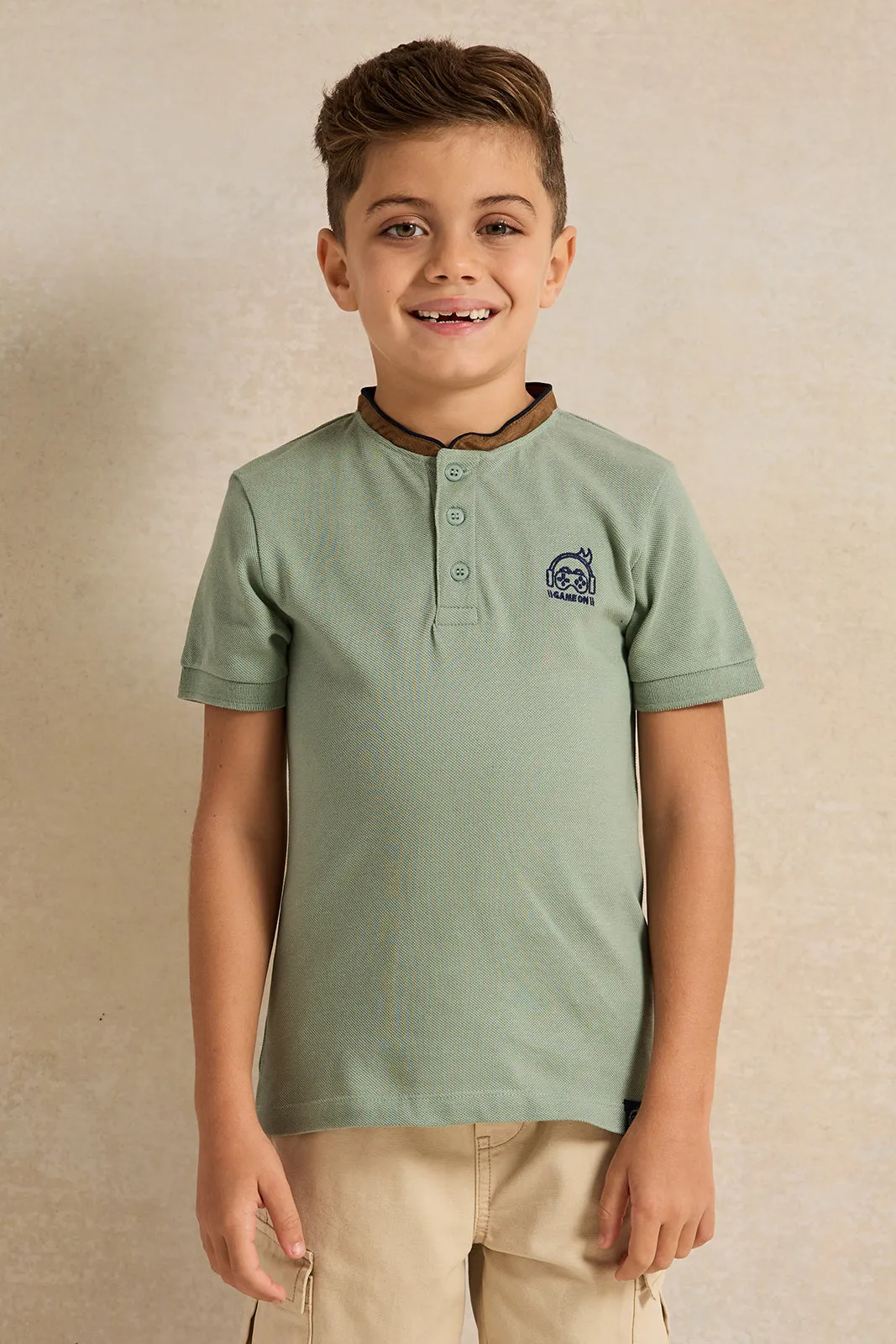 Boys Mint Short Sleeve Polo T-Shirt