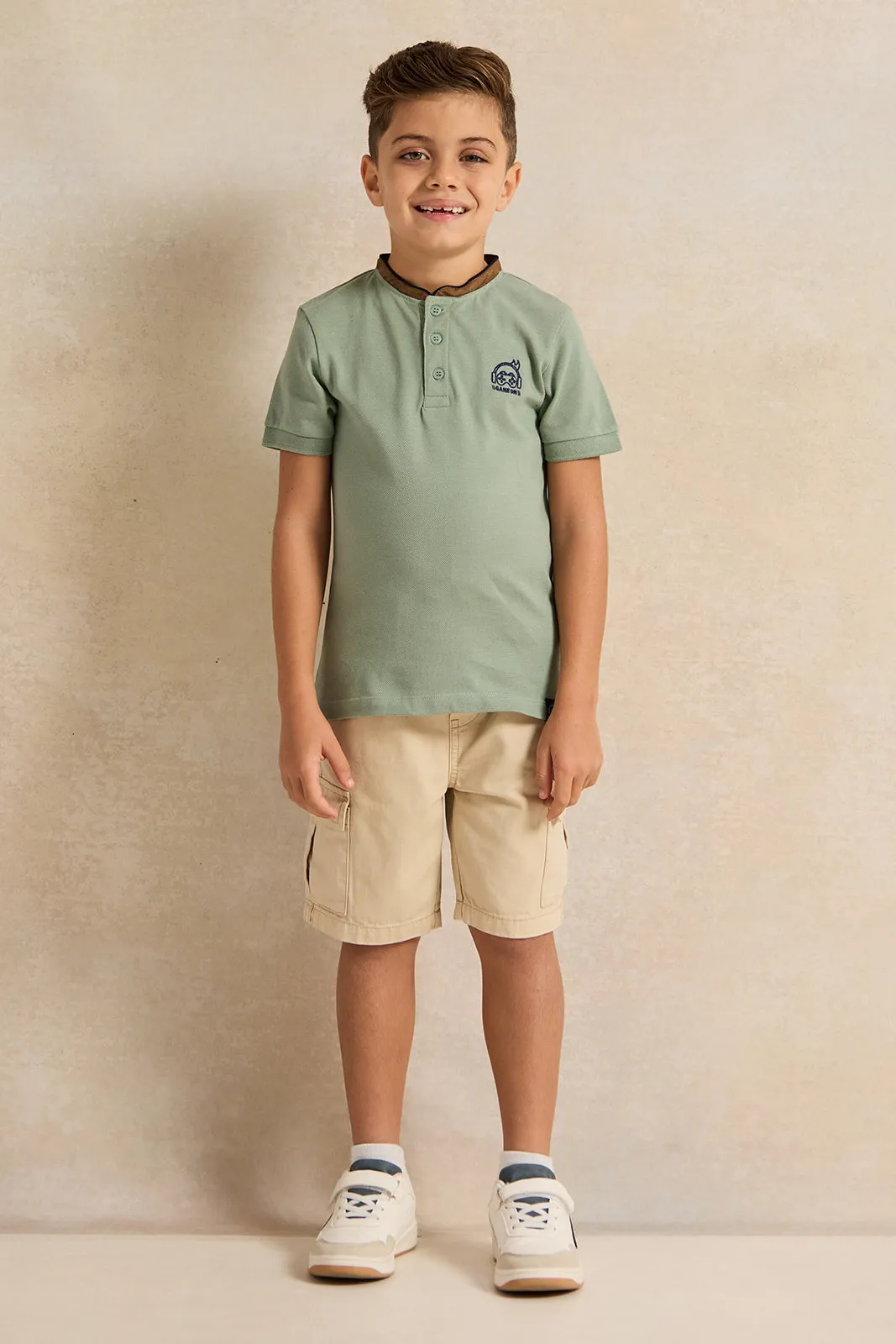 Boys Mint Short Sleeve Polo T-Shirt