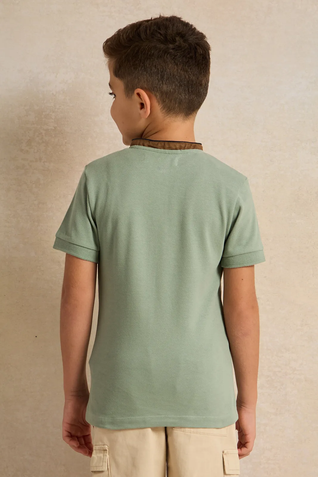 Boys Mint Short Sleeve Polo T-Shirt