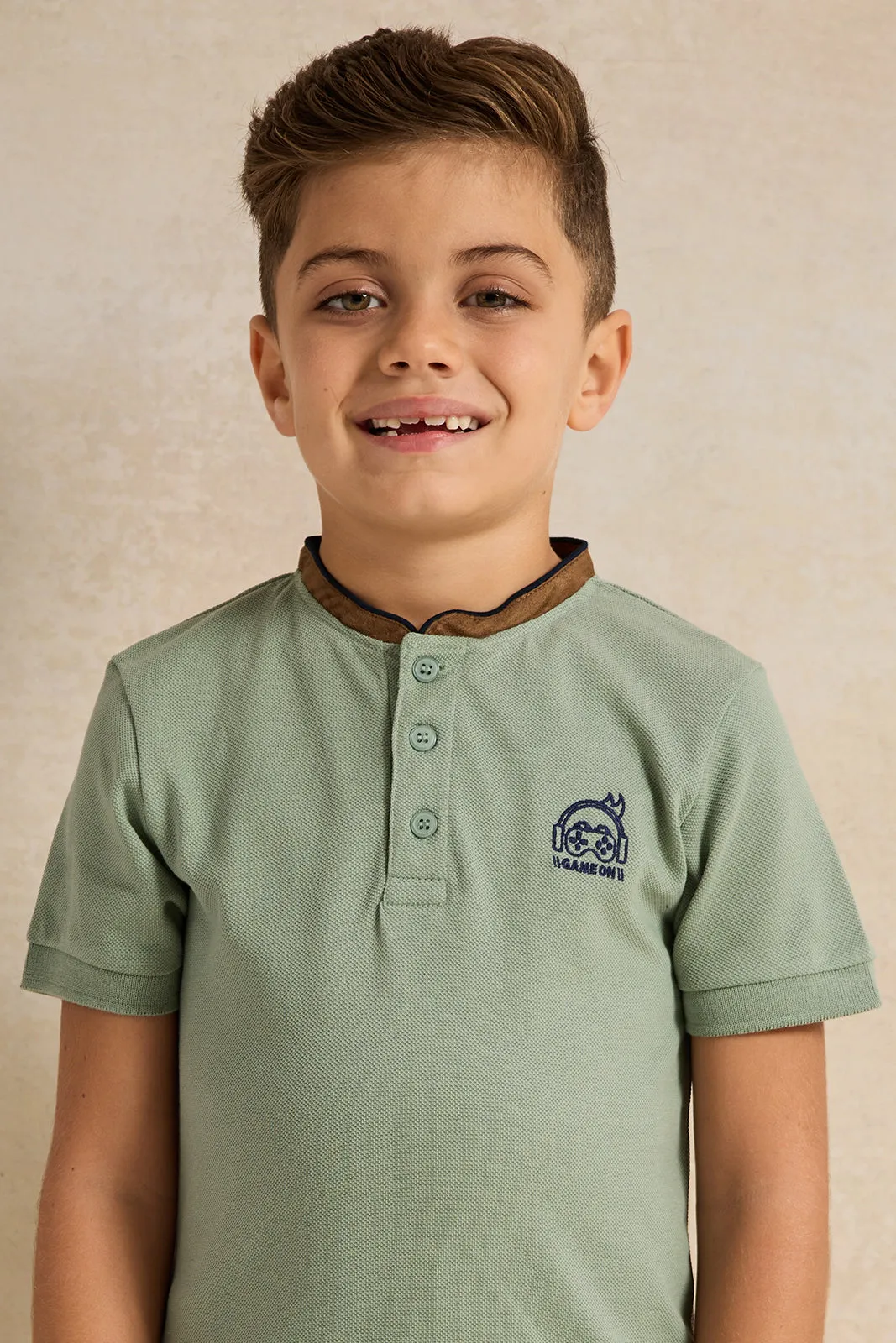 Boys Mint Short Sleeve Polo T-Shirt