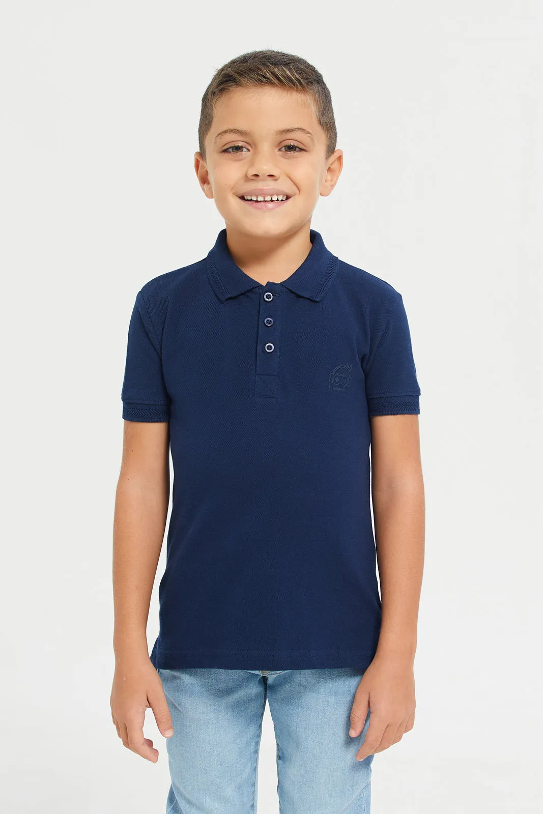 Boys Navy Embroidered Polo Shirt