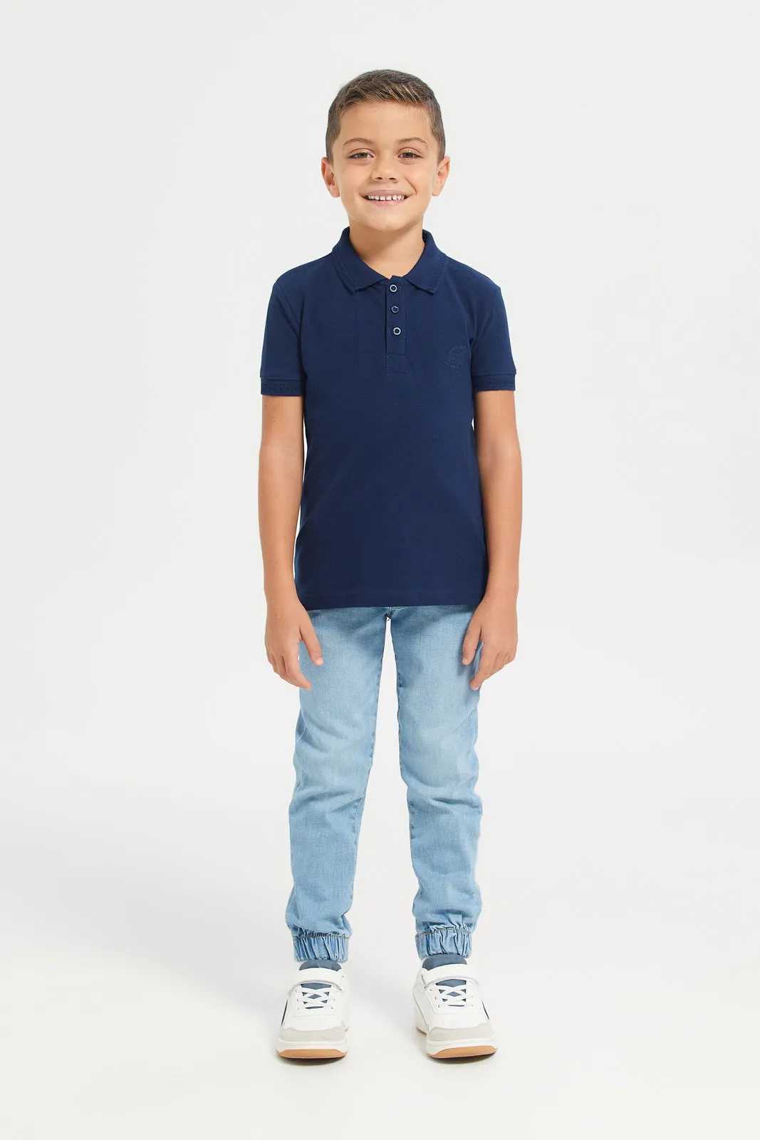 Boys Navy Embroidered Polo Shirt