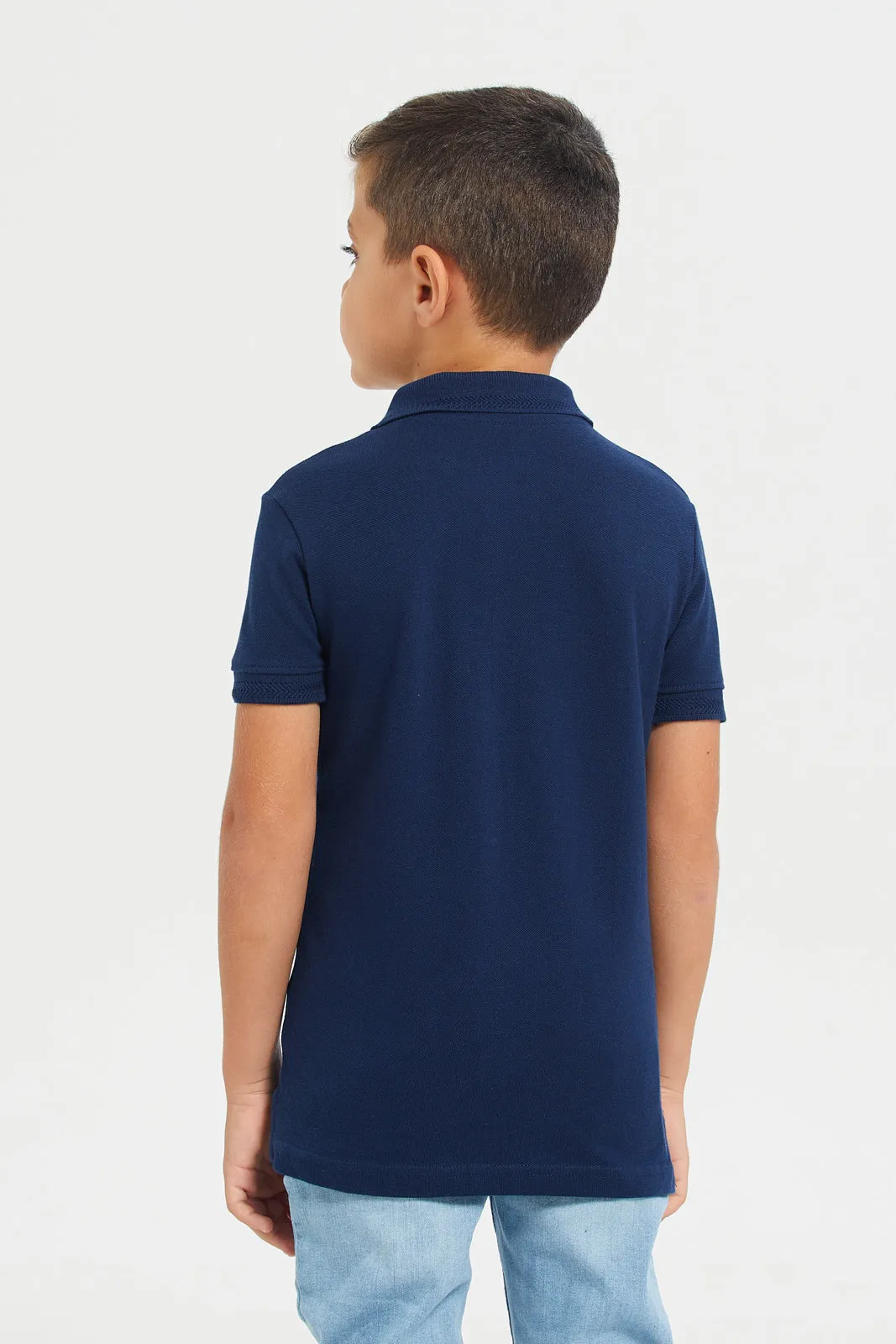 Boys Navy Embroidered Polo Shirt