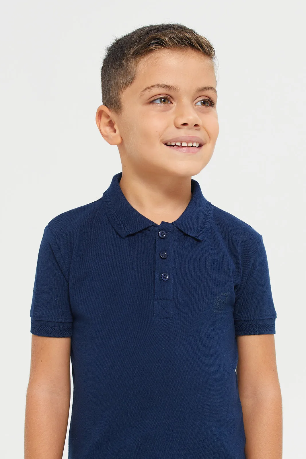 Boys Navy Embroidered Polo Shirt