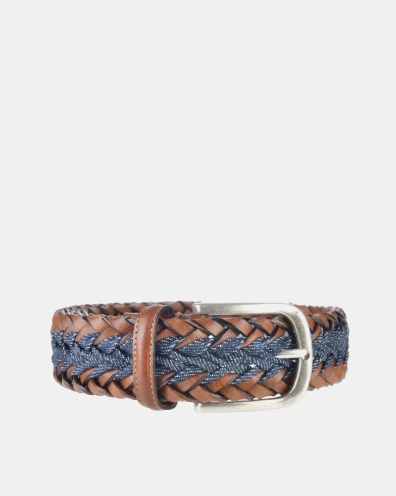 Braided Denim + Leather Belt