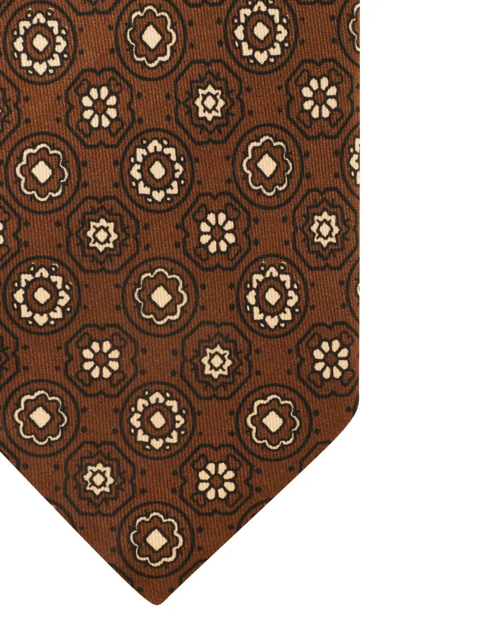 Brown and Navy Medallion Silk Tie