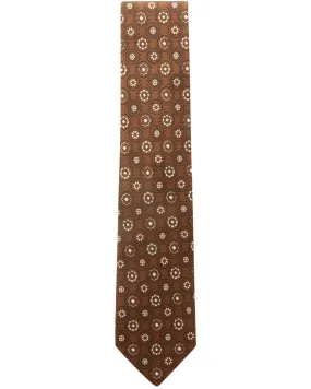 Brown and Navy Medallion Silk Tie